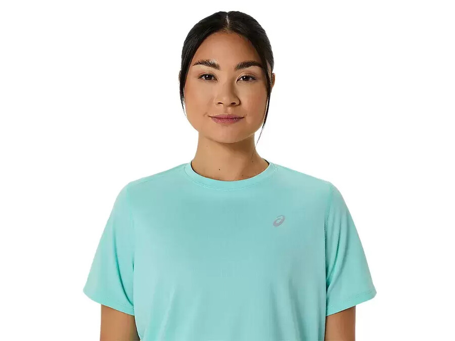 asics silbernes kurzarm-oberteil