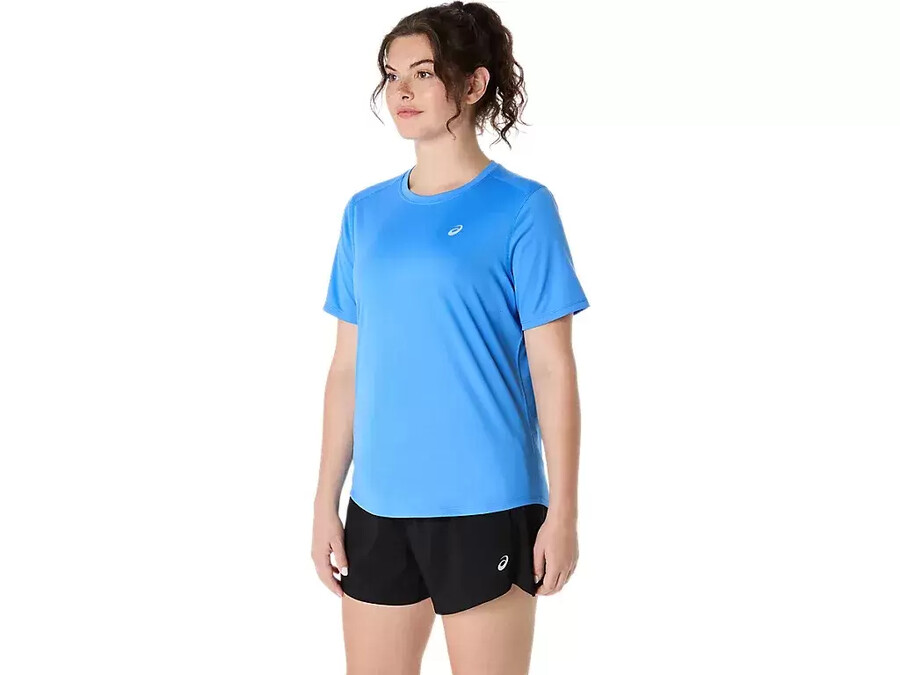 asics silbernes kurzarm-oberteil