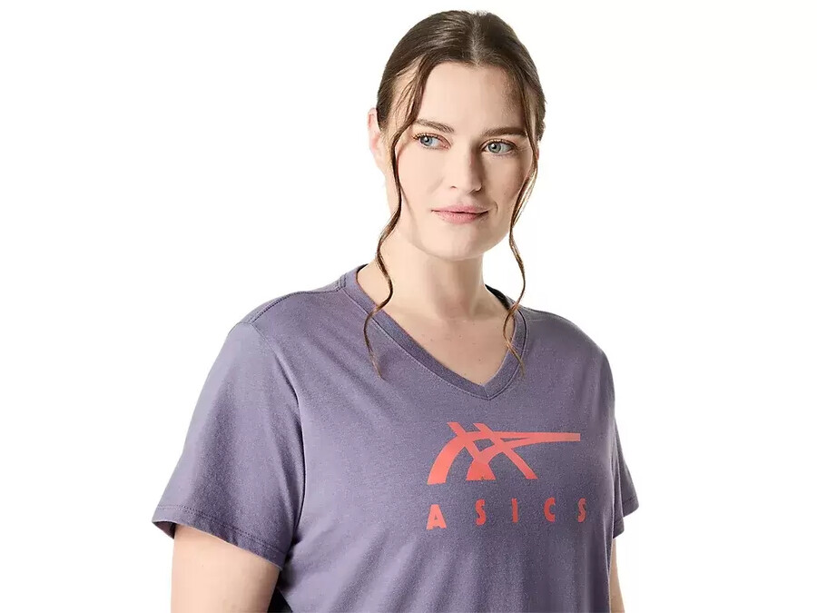 asics stripes v-neck fÜr damen