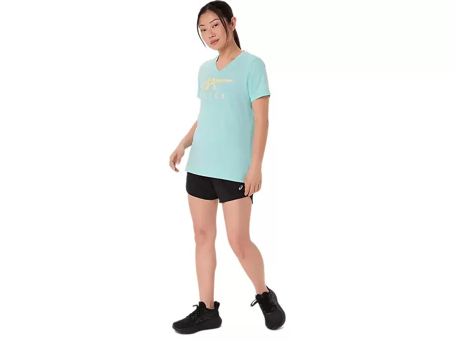 asics stripes v-neck fÜr damen