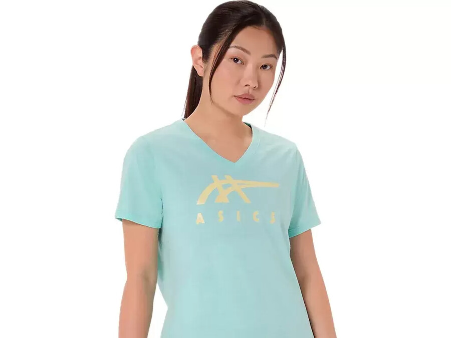 asics stripes v-neck fÜr damen