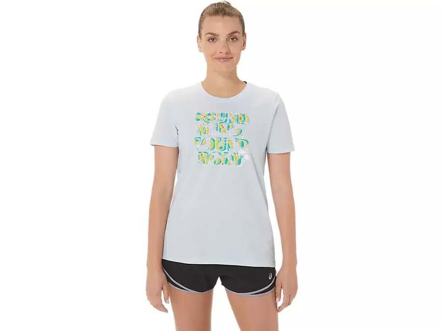 asics hibiscus slogan crew fÜr damen