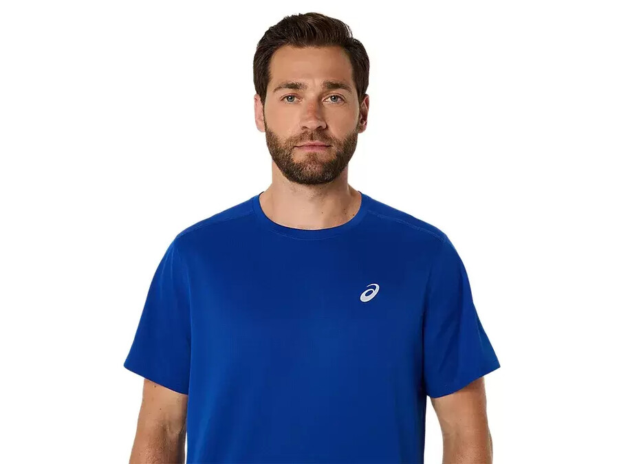 asics silbernes kurzarm-oberteil