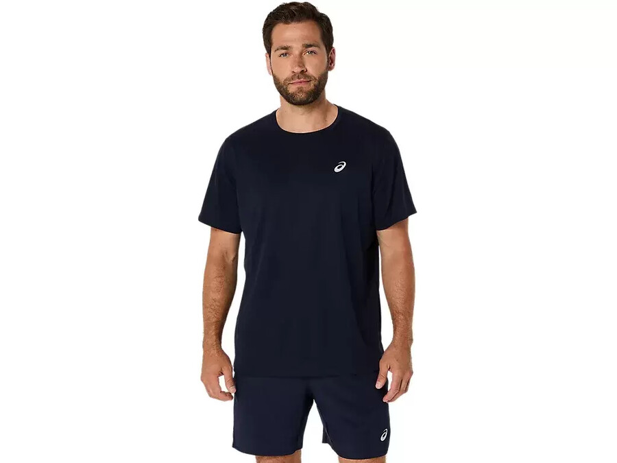 asics silbernes kurzarm-oberteil