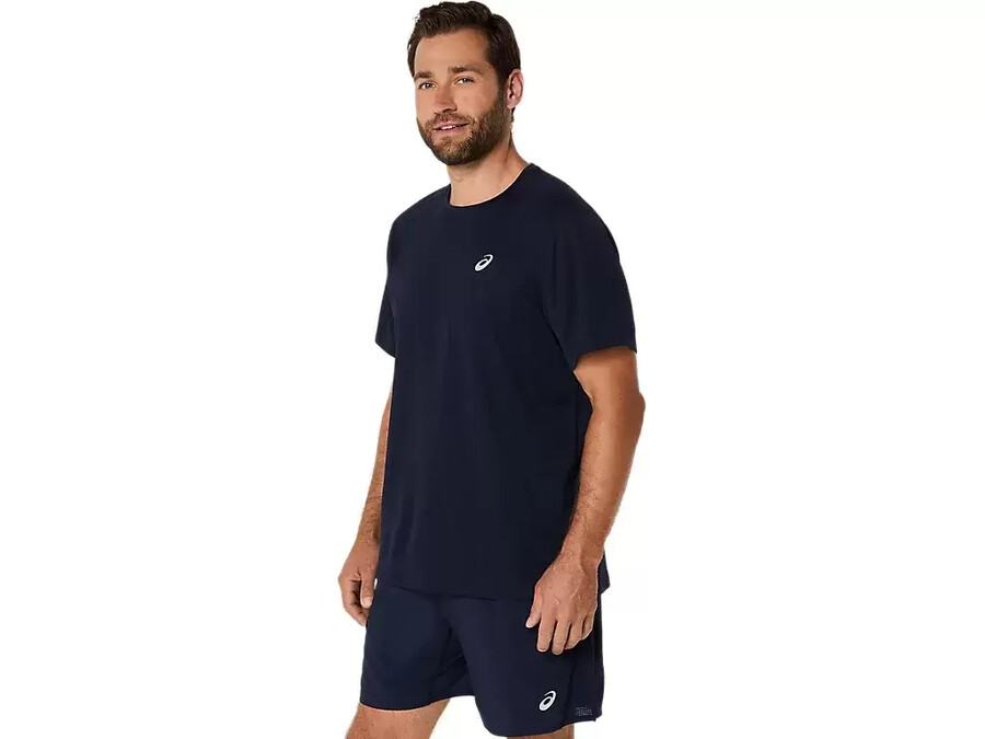 asics silbernes kurzarm-oberteil