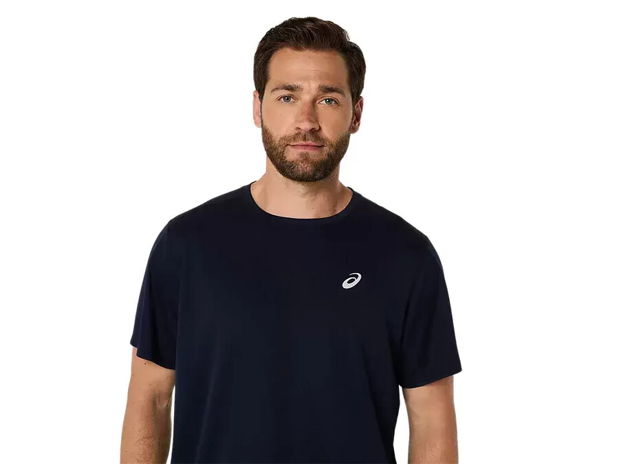 asics silbernes kurzarm-oberteil