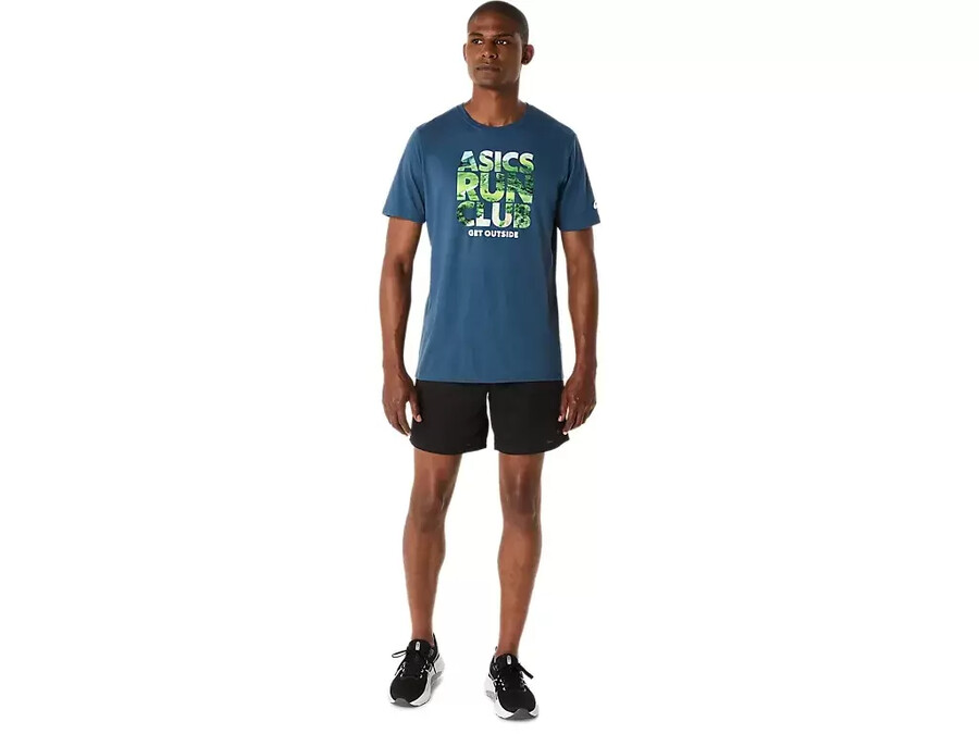 unisex asics run outside club kurzarm-t-shirt