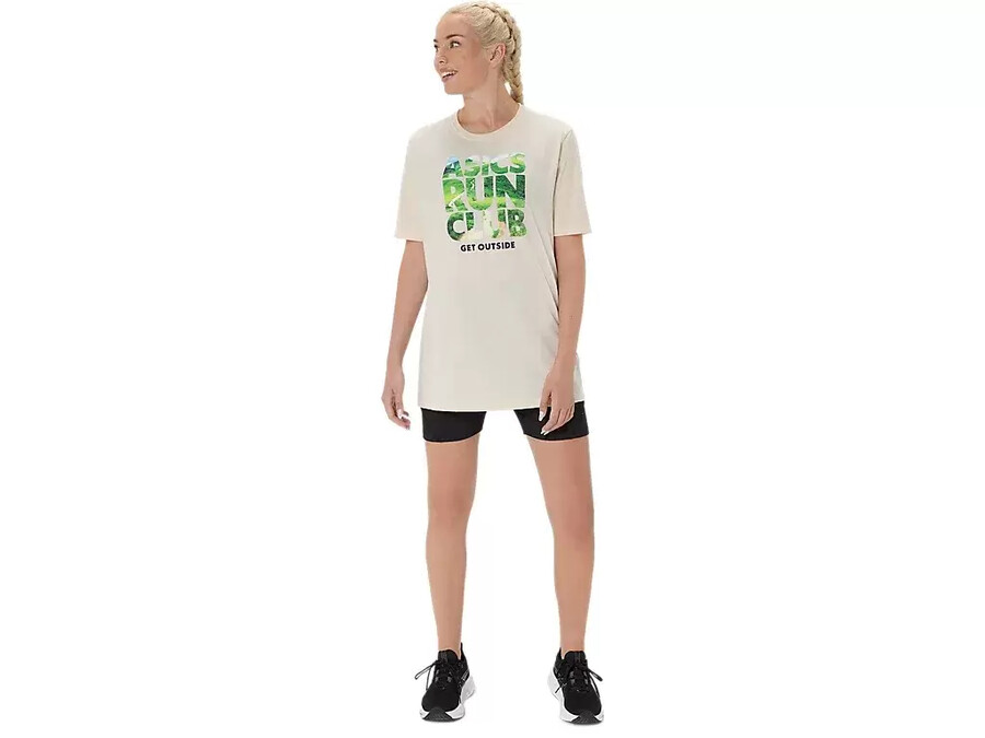 unisex asics run outside club kurzarm-t-shirt