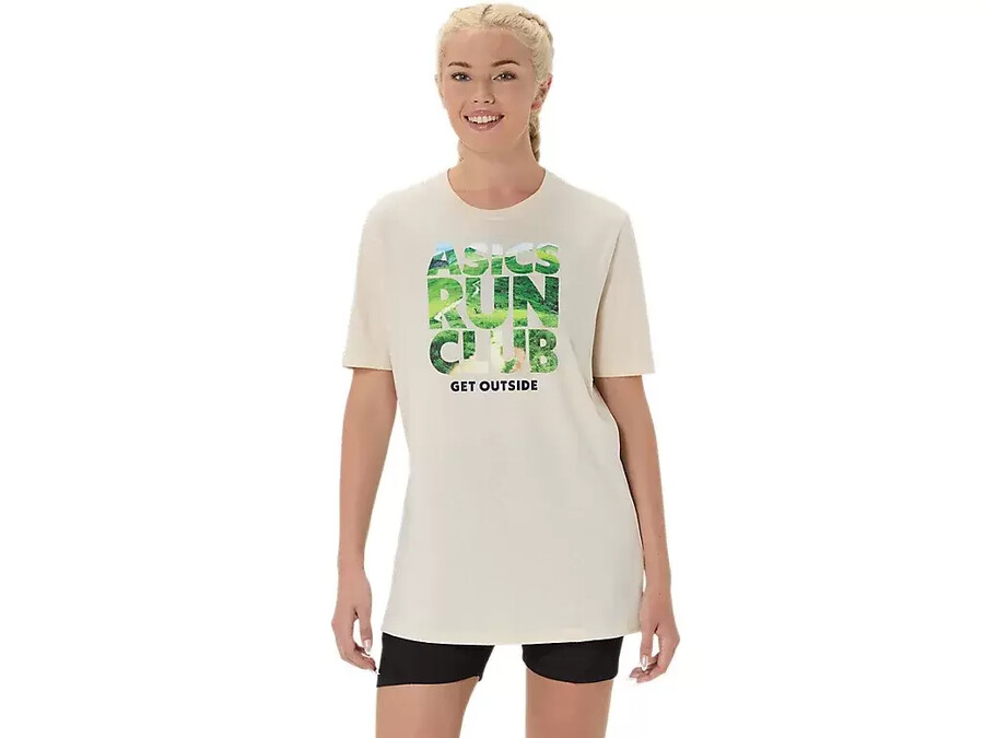 unisex asics run outside club kurzarm-t-shirt